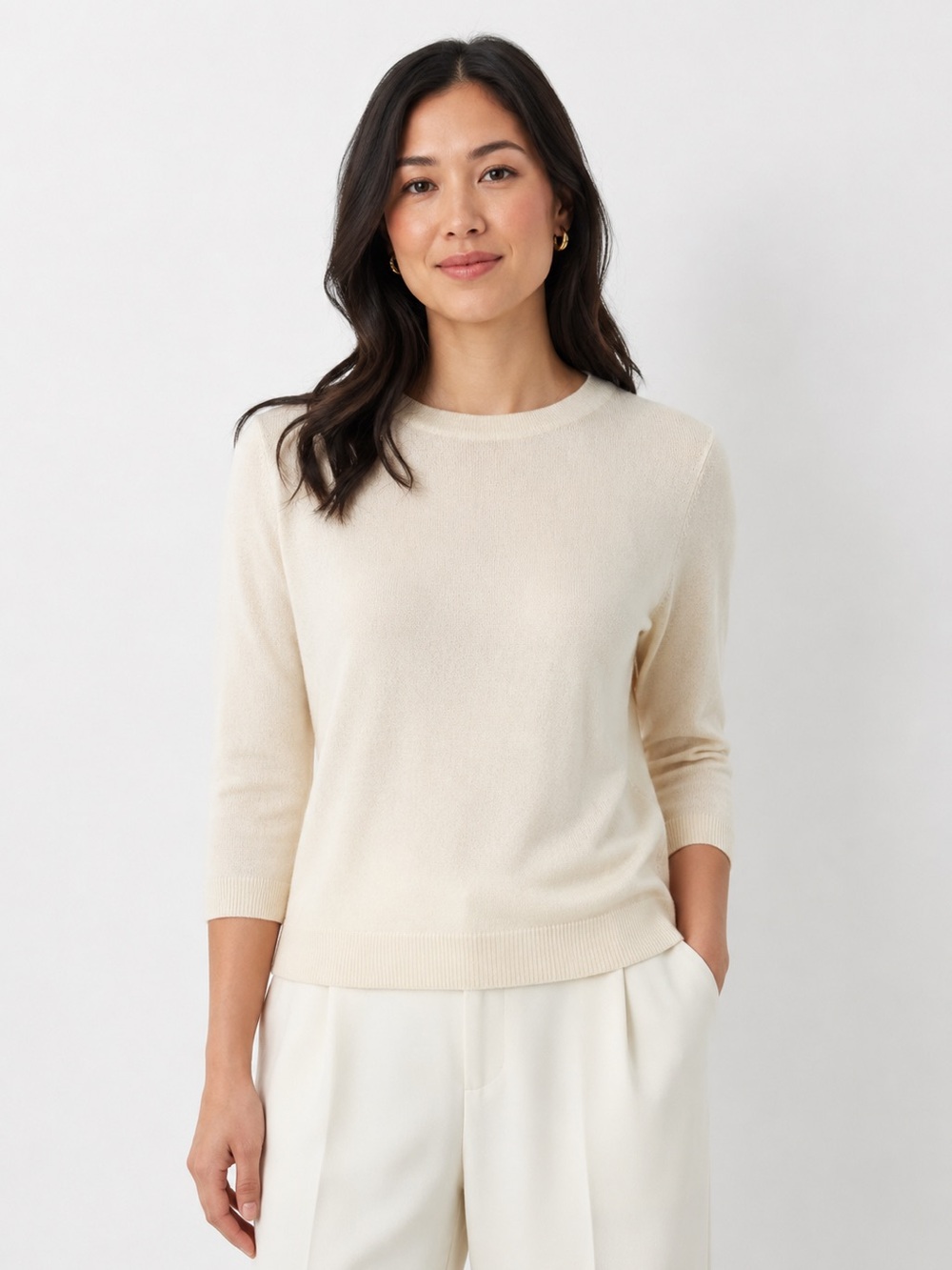 Talbots Cashmere Audrey Sweater Cream NWT Three-quarter Sleeve XL Petite